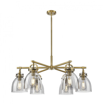 Newton Bell - 6 Light - 26 inch - Brushed Brass - Chandelier (3442|410-6CR-BB-G412-7SM)