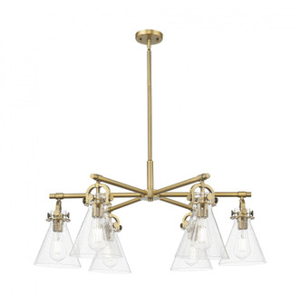 Newton Cone - 6 Light - 26 inch - Brushed Brass - Chandelier (3442|410-6CR-BB-G411-7SDY)
