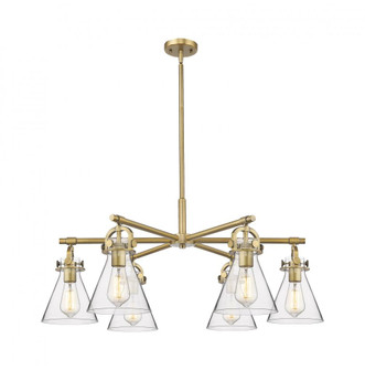 Newton Cone - 6 Light - 26 inch - Brushed Brass - Chandelier (3442|410-6CR-BB-G411-7CL)