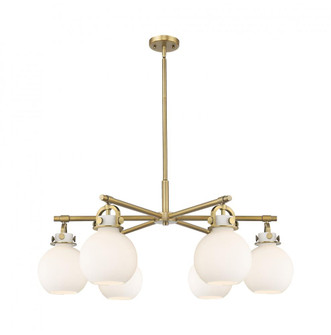 Newton Sphere - 6 Light - 26 inch - Brushed Brass - Chandelier (3442|410-6CR-BB-G410-7WH)