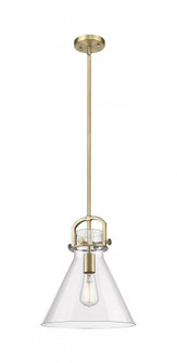 Newton Cone - 1 Light - 12 inch - Brushed Brass - Mini Pendant (3442|410-1SM-BB-G411-12CL)