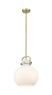 Newton Sphere - 1 Light - 12 inch - Brushed Brass - Stem Hung - Mini Pendant (3442|410-1SM-BB-G410-12WH)