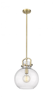 Newton Sphere - 1 Light - 12 inch - Brushed Brass - Stem Hung - Mini Pendant (3442|410-1SM-BB-G410-12CL)