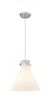 Newton Cone - 1 Light - 12 inch - Satin Nickel - Cord hung - Pendant (3442|410-1PM-SN-G411-12WH)