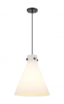 Newton Cone - 1 Light - 14 inch - Matte Black - Cord hung - Pendant (3442|410-1PM-BK-G411-14WH)