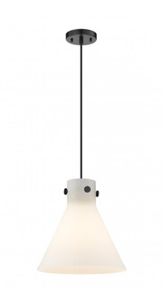 Newton Cone - 1 Light - 12 inch - Matte Black - Cord hung - Pendant (3442|410-1PM-BK-G411-12WH)