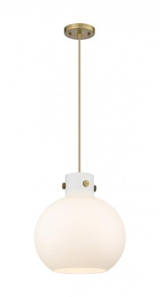 Newton Sphere - 1 Light - 12 inch - Brushed Brass - Cord hung - Mini Pendant (3442|410-1PM-BB-G410-12WH)