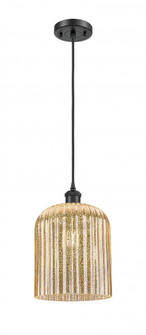 Bridal Veil - 1 Light - 5 inch - Matte Black - Cord hung - Mini Pendant (3442|516-1P-BK-G559-8ME)