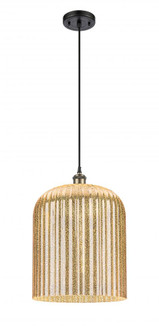 Bridal Veil - 1 Light - 5 inch - Black Antique Brass - Cord hung - Mini Pendant (3442|516-1P-BAB-G559-12ME)