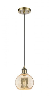 Athens - 1 Light - 6 inch - Antique Brass - Cord hung - Mini Pendant (3442|516-1P-AB-G128-6)