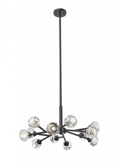 Aurora - 12 Light - 24 inch - Matte Black - Chandelier (3442|465-12CR-BK-G465-CL)