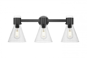 Lawton Cone - 3 Light - 27 inch - Matte Black - Bath Vanity Light (3442|464-3W-BK-G464C-7SDY)