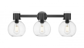 Lawton Sphere - 3 Light - 27 inch - Matte Black - Bath Vanity Light (3442|464-3W-BK-G464B-7CL)