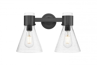 Lawton Cone - 2 Light - 17 inch - Matte Black - Bath Vanity Light (3442|464-2W-BK-G464C-7SDY)