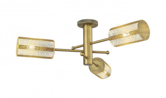 Crown Point - 3 Light - 34 inch - Brushed Brass - Semi-Flush Mount (3442|434-3F-BB-G434-7ME)