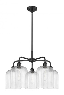 Bridal Veil - 5 Light - 23 inch - Matte Black - Chandelier (3442|516-5CR-BK-G559-8CL)