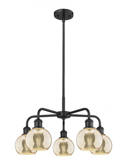 Athens - 5 Light - 24 inch - Matte Black - Chandelier (3442|516-5CR-BK-G128-6)