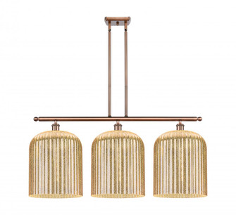 Bridal Veil - 3 Light - 36 inch - Antique Copper - Stem hung - Island Light (3442|516-3I-AC-G559-12ME)