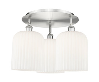 Bridal Veil - 3 Light - 17 inch - Satin Nickel - Semi-Flush Mount (3442|516-3C-SN-G559-8GWH)