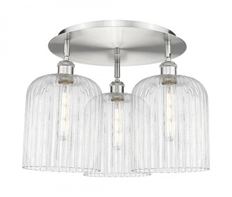 Bridal Veil - 3 Light - 17 inch - Satin Nickel - Semi-Flush Mount (3442|516-3C-SN-G559-8CL)