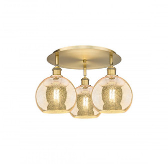 Athens - 3 Light - 20 inch - Brushed Brass - Semi-Flush Mount (3442|516-3C-BB-G128-8)