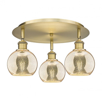 Athens - 3 Light - 18 inch - Brushed Brass - Semi-Flush Mount (3442|516-3C-BB-G128-6)