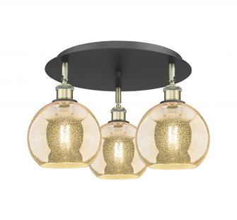 Athens - 3 Light - 20 inch - Black Antique Brass - Semi-Flush Mount (3442|516-3C-BAB-G128-8)