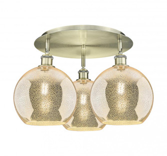 Athens - 3 Light - 22 inch - Antique Brass - Semi-Flush Mount (3442|516-3C-AB-G128-10)