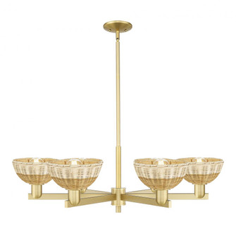 Natural Ballston Dome - 6 Light - 24 inch - Satin Gold - Chandelier (3442|716-6CR-SG-NBD2-75-NAT)