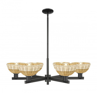 Natural Ballston Dome - 6 Light - 24 inch - Matte Black - Chandelier (3442|716-6CR-BK-NBD2-75-NAT)