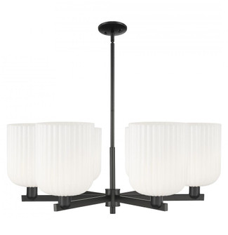 Bridal Veil - 6 Light - 38 inch - Matte Black - Chandelier (3442|716-6CR-BK-G559-8GWH)