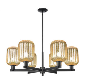 Preston Cylinder - 6 Light - 24 inch - Matte Black - Chandelier (3442|716-6CR-BK-G460-7ME)
