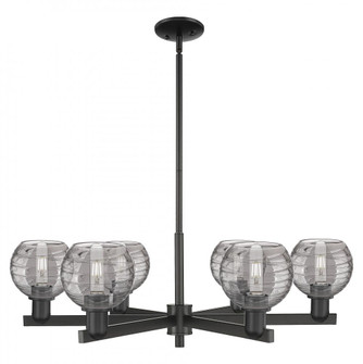 Athens Deco Swirl - 6 Light - 24 inch - Matte Black - Chandelier (3442|716-6CR-BK-G1213-6SM)
