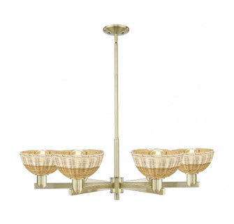 Natural Ballston Dome - 6 Light - 24 inch - Antique Brass - Chandelier (3442|716-6CR-AB-NBD2-75-NAT)