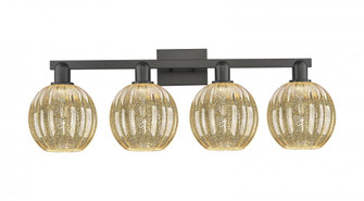 Preston Globe - 4 Light - 36 inch - Matte Black - Bath Vanity Light (3442|716-4W-BK-G458-7ME)