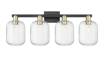 Preston Cylinder - 4 Light - 36 inch - Black Antique Brass - Bath Vanity Light (3442|716-4W-BAB-G460-7CL)