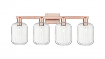 Preston Cylinder - 4 Light - 36 inch - Antique Copper - Bath Vanity Light (3442|716-4W-AC-G460-7CL)