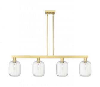 Preston Cylinder - 4 Light - 48 inch - Satin Gold - Stem hung - Island Light (3442|716-4I-SG-G460-7CL)