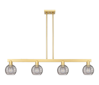 Athens Deco Swirl - 4 Light - 48 inch - Satin Gold - Stem hung - Island Light (3442|716-4I-SG-G1213-6SM)