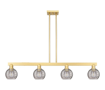 Athens Deco Swirl - 4 Light - 48 inch - Satin Gold - Stem hung - Island Light (3442|716-4I-SG-G1213-6SM)