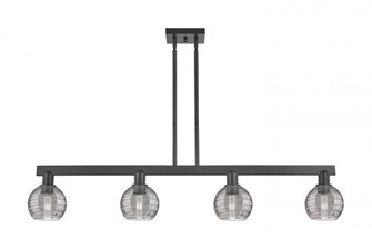 Athens Deco Swirl - 4 Light - 48 inch - Matte Black - Stem hung - Island Light (3442|716-4I-BK-G1213-6SM)