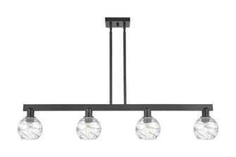 Athens Deco Swirl - 4 Light - 48 inch - Matte Black - Stem hung - Island Light (3442|716-4I-BK-G1213-6CL)