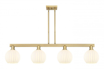 White Venetian - 4 Light - 48 inch - Brushed Brass - Stem Hung - Island Light (3442|716-4I-BB-G1217-8WV)