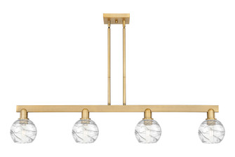 Athens Deco Swirl - 4 Light - 48 inch - Brushed Brass - Stem hung - Island Light (3442|716-4I-BB-G1213-6CL)