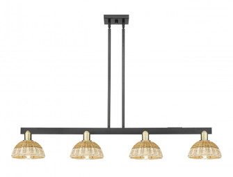 Natural Ballston Dome - 4 Light - 48 inch - Black Antique Brass - Stem hung - Island Light (3442|716-4I-BAB-NBD2-75-NAT)