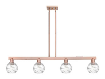 Athens Deco Swirl - 4 Light - 48 inch - Antique Copper - Stem hung - Island Light (3442|716-4I-AC-G1213-6CL)