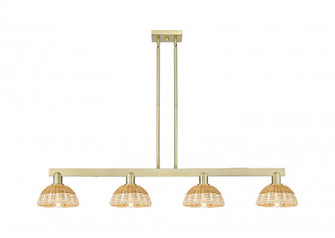 Natural Ballston Dome - 4 Light - 48 inch - Antique Brass - Stem hung - Island Light (3442|716-4I-AB-NBD2-75-NAT)