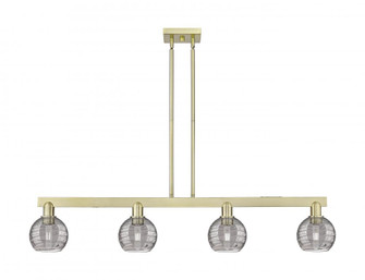 Athens Deco Swirl - 4 Light - 48 inch - Antique Brass - Stem hung - Island Light (3442|716-4I-AB-G1213-6SM)
