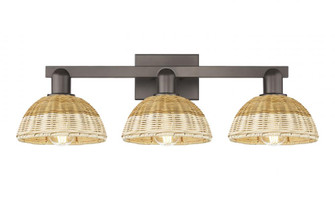 Natural Ballston Dome - 3 Light - 26 inch - Oil Rubbed Bronze - Bath Vanity Light (3442|716-3W-OB-NBD2-75-NAT)