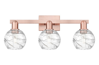 Athens Deco Swirl - 3 Light - 26 inch - Antique Copper - Bath Vanity Light (3442|716-3W-AC-G1213-6CL)